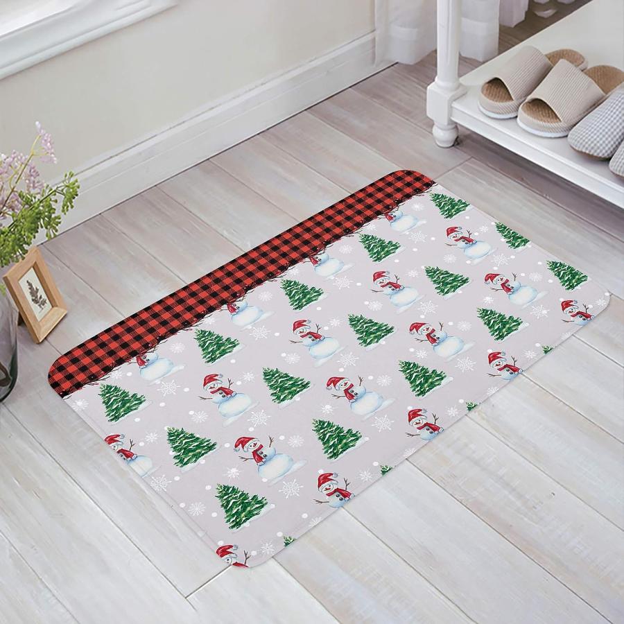 【並行輸入品】Christmas Front Door Mats Outdoor Indoor Kitchen Mat Red Buffalo  並行の画像