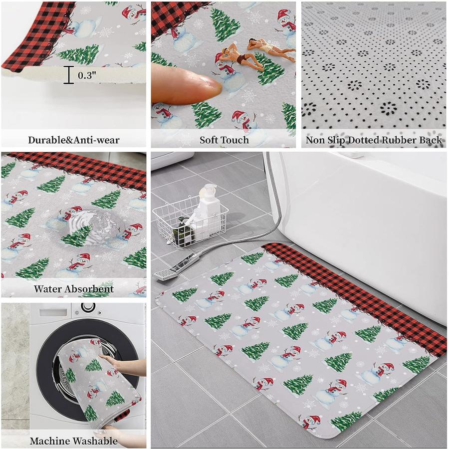 【並行輸入品】Christmas Front Door Mats Outdoor Indoor Kitchen Mat Red Buffalo  並行の画像