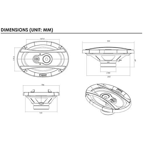 Nakamichi NSE6918 Altavoz Coaxial 6x9 Pulgadas 3 Vías 260W Pico Para Coche, Respuesta 55-19.5kHz
