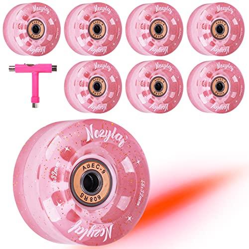【並行輸入品】Nezylaf 8個パック 32 x 58mm 82A ローラースケートホイール グリッターパウダーと多機能ポータブルスケートボー_1