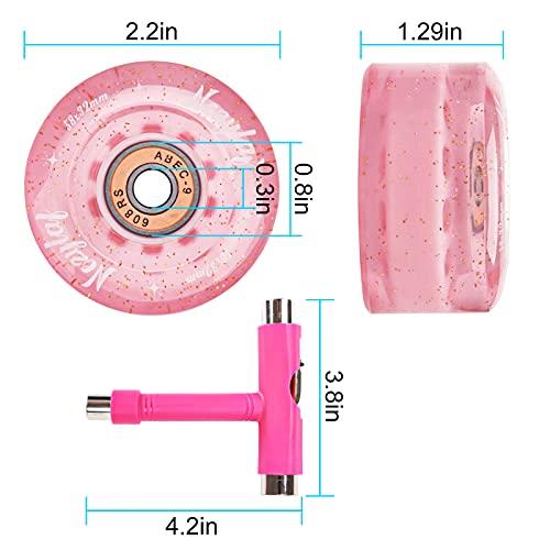 【並行輸入品】Nezylaf 8個パック 32 x 58mm 82A ローラースケートホイール グリッターパウダーと多機能ポータブルスケートボー_4