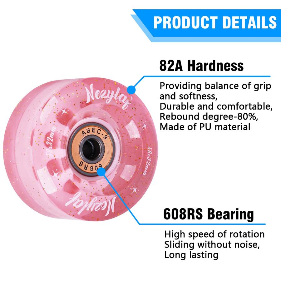 【並行輸入品】Nezylaf 8個パック 32 x 58mm 82A ローラースケートホイール グリッターパウダーと多機能ポータブルスケートボー_6
