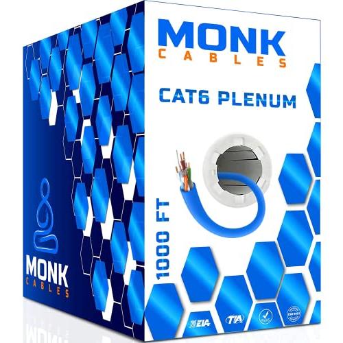 MONK CABLES | CAT6プレナムケーブル 1000フィート | UTP 23AWG 550MHz