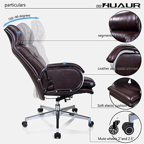 並行輸入品】回転式ブラウンレザーオフィスチェア 快適なハイバック