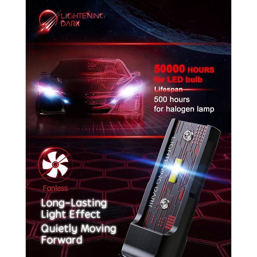 【並行輸入品】LIGHTENING DARK H11 LED ヘッドライト電球 60W 12000LM 非常に明るい 6500K キセノン ホワ 並行_2