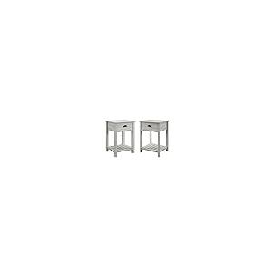 【並行輸入品】Walker Edison Lavinia Country 1段引き出し スラットシェルフ サイドテーブル 2個セット ストーング_8