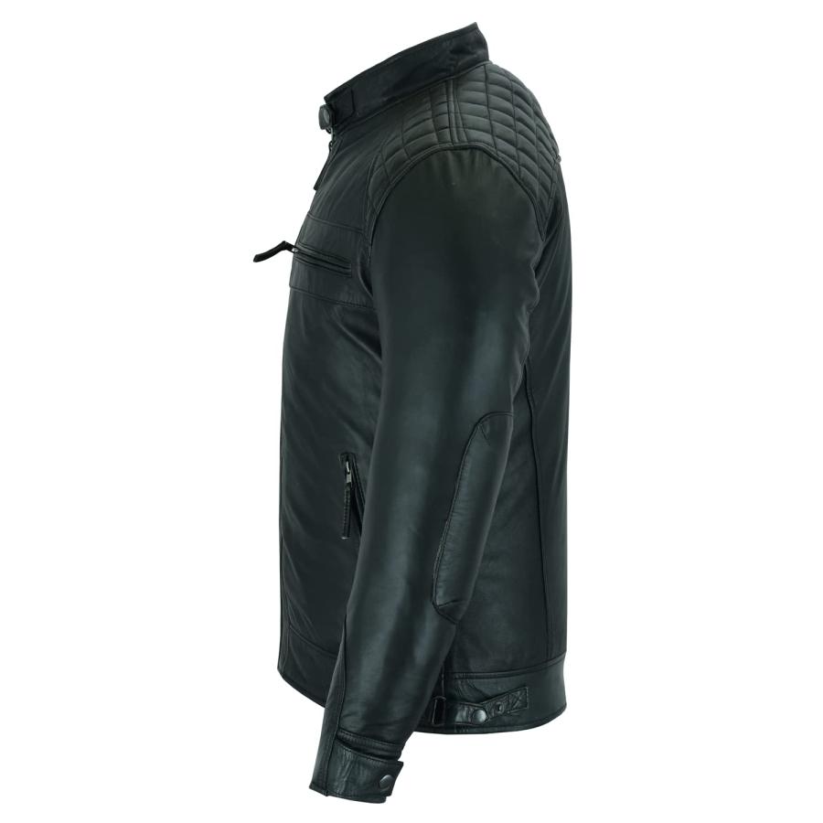 【並行輸入品】Vance Leathers' Men's Cafe Racer Gatsby Black Waxed Lambskin Motの画像