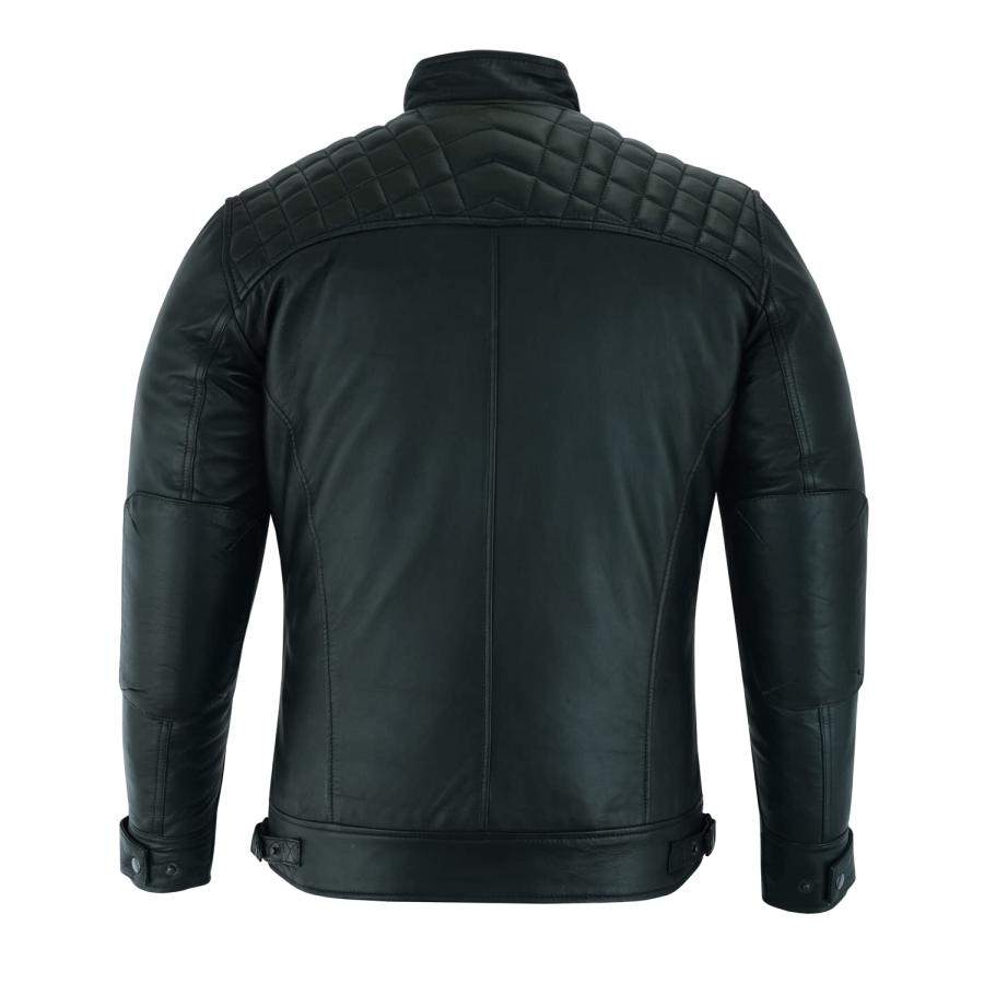 【並行輸入品】Vance Leathers' Men's Cafe Racer Gatsby Black Waxed Lambskin Motの画像
