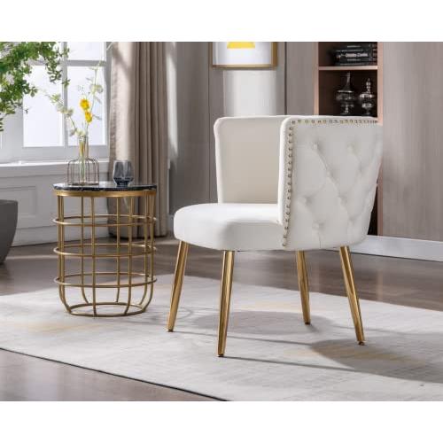 【並行輸入品】EALSON Velvet Accent Chair Modern Tufted Armchair with Gold Legs_1
