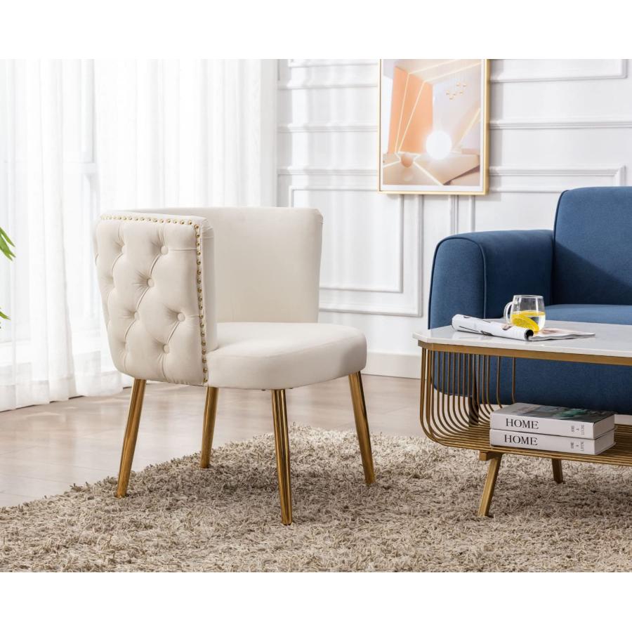 【並行輸入品】EALSON Velvet Accent Chair Modern Tufted Armchair with Gold Legs_3