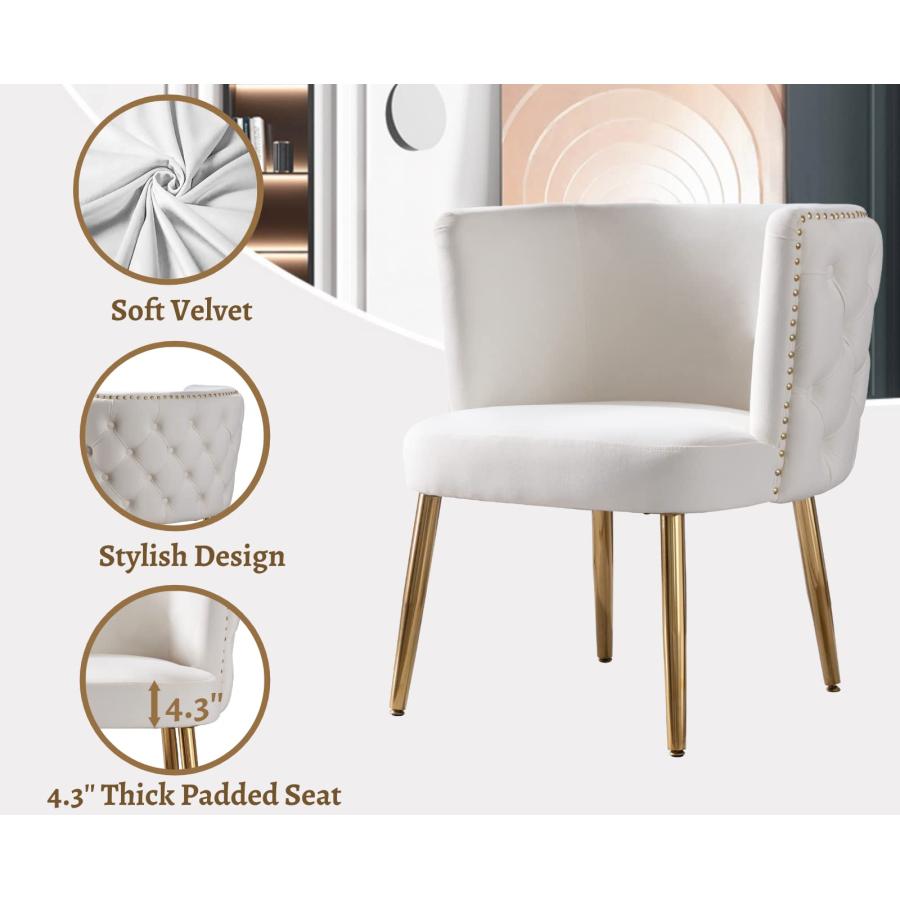 【並行輸入品】EALSON Velvet Accent Chair Modern Tufted Armchair with Gold Legs_6