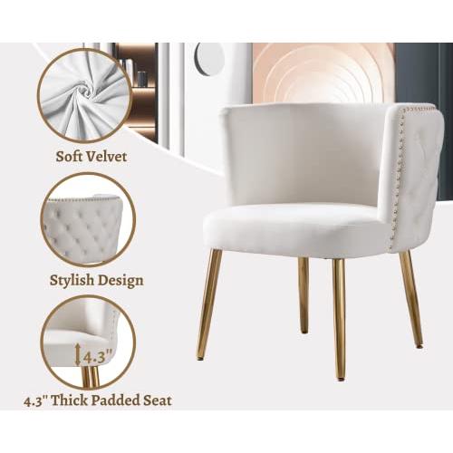 【並行輸入品】EALSON Velvet Accent Chair Modern Tufted Armchair with Gold Legs_7