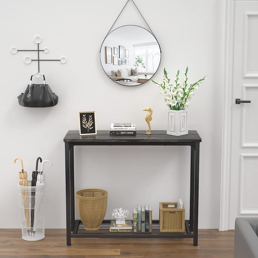 【並行輸入品】Ecoprsio Console Table Sofa Table with Mesh Shelves 2 Tier Entry
