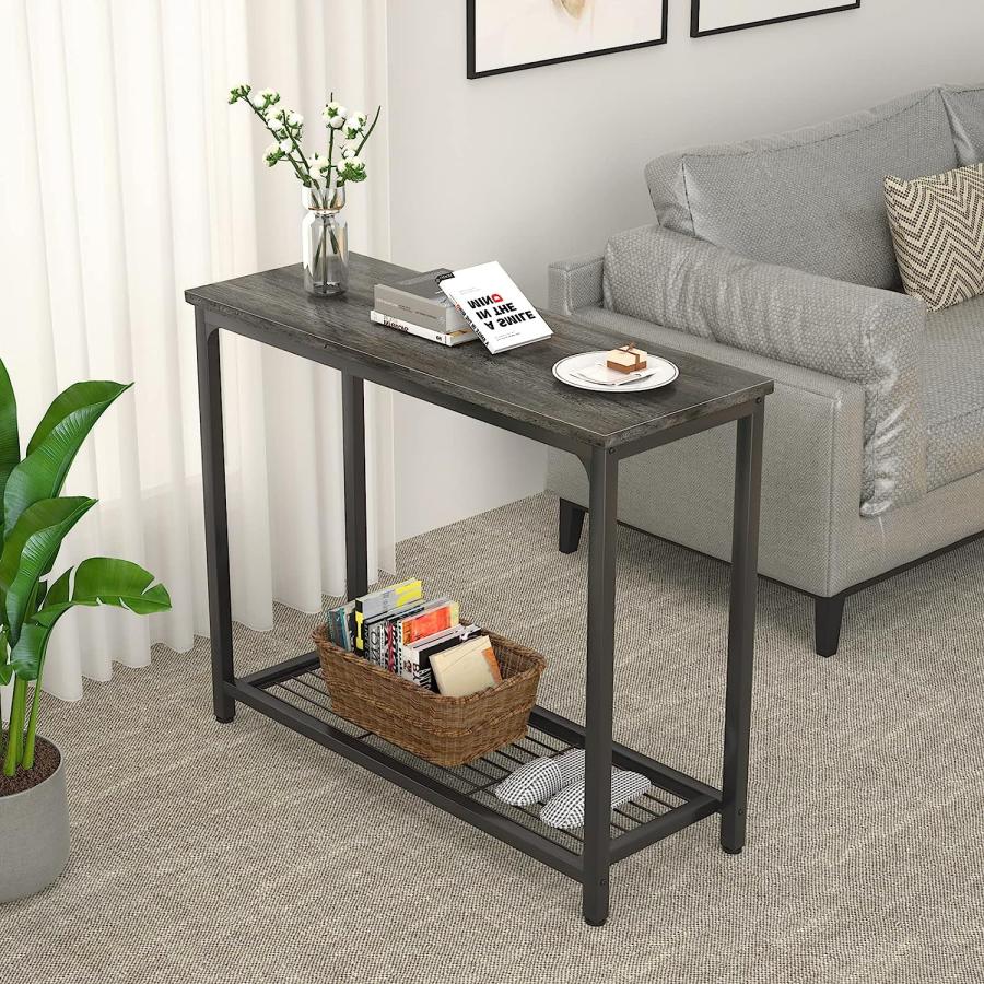 【並行輸入品】Ecoprsio Console Table Sofa Table with Mesh Shelves 2 Tier Entry