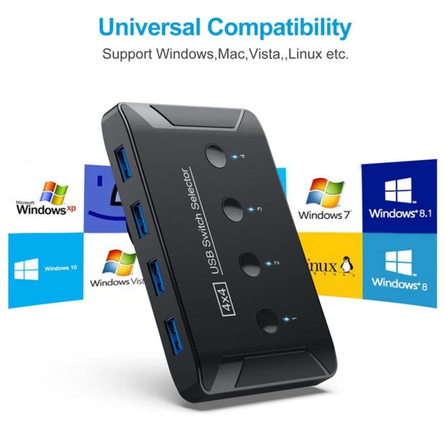 CHENYANG CY KVMスイッチセレクターUSB 3.0 4ポートPCSキーボードマウススキャナープリンターアダプター用の4 並行輸入品｜import-tabaido｜07