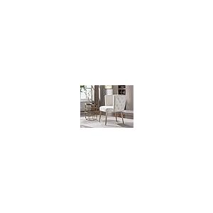 【並行輸入品】CIMOTA Velvet White Accent Chair Modern Tufted Armchair Upholste_2