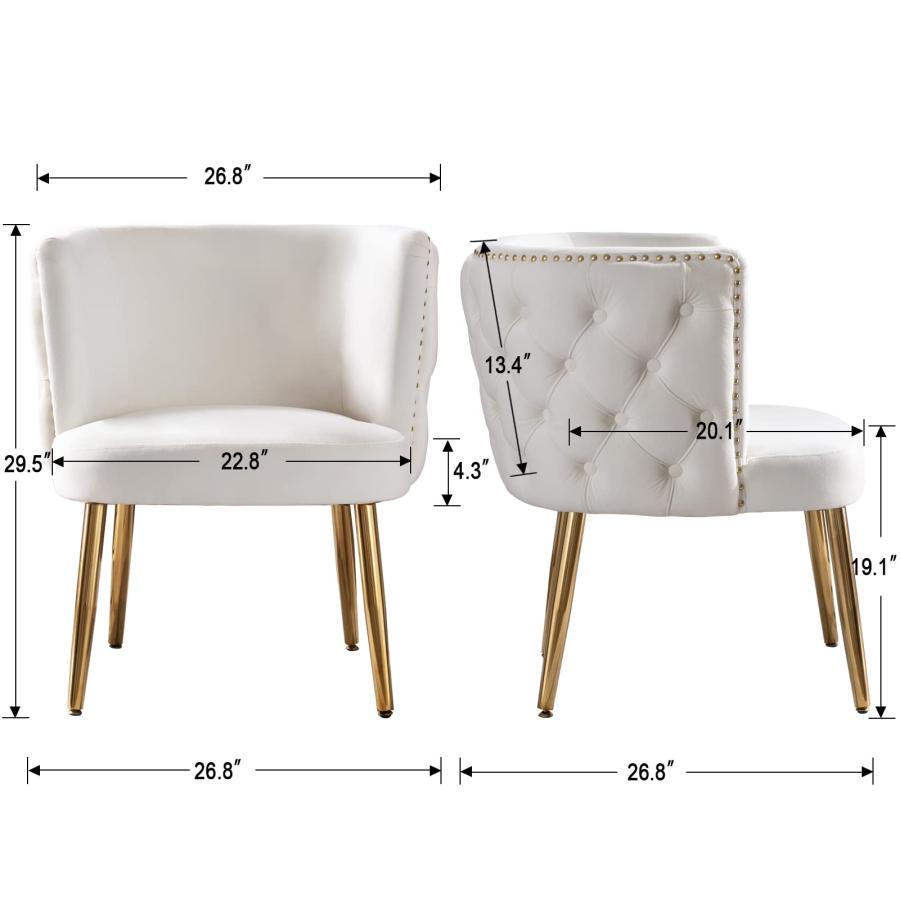 【並行輸入品】CIMOTA Velvet White Accent Chair Modern Tufted Armchair Upholste_9