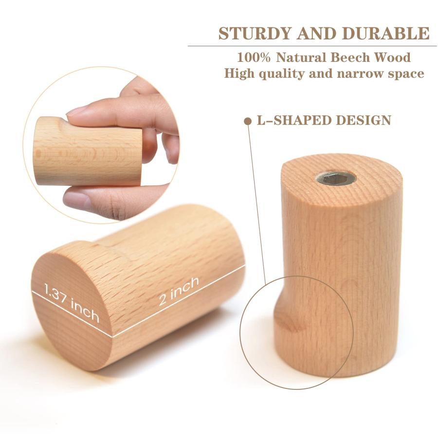 Wall Hooks, 6 Pack Coat Hooks Wall Mounted Natural Wooden 【アルル】 H 並行輸入品