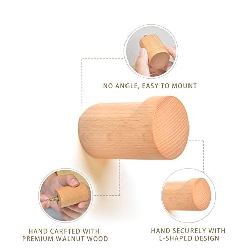 Wall Hooks, 6 Pack Coat Hooks Wall Mounted Natural Wooden 【アルル】 H 並行輸入品