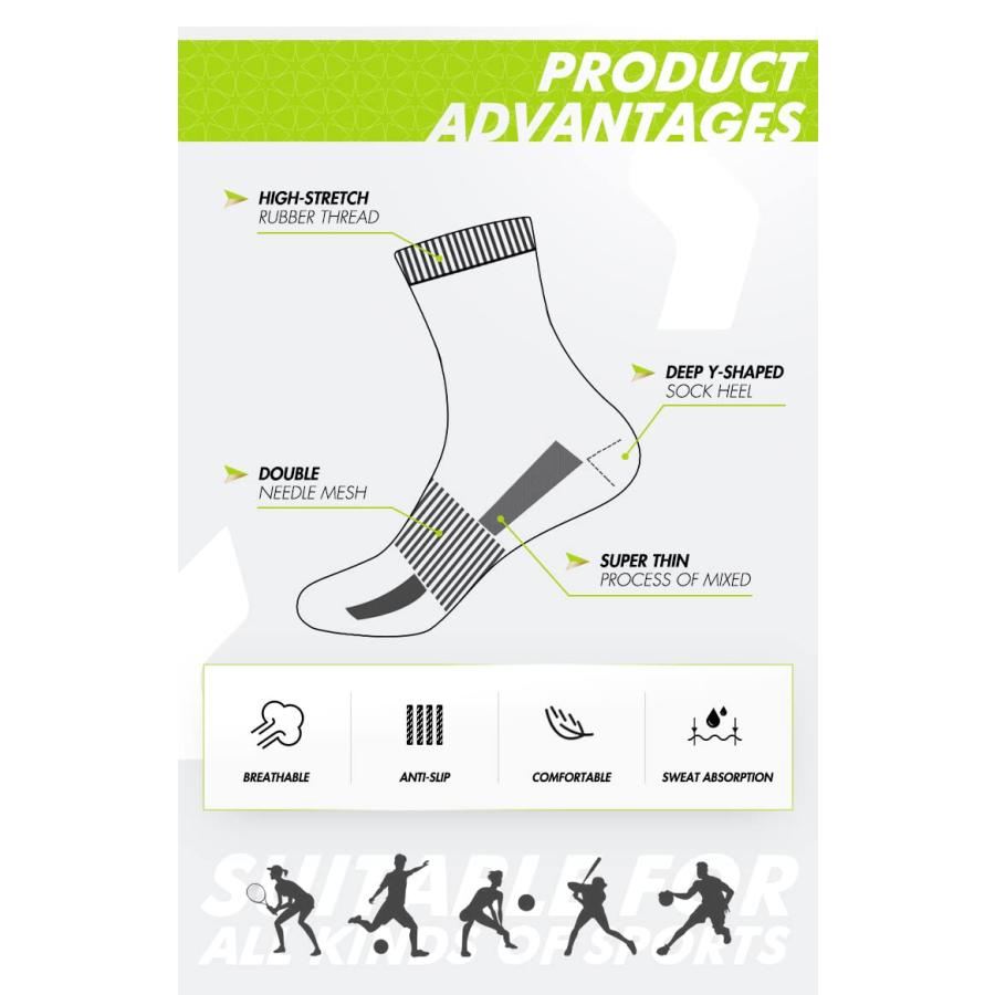 【並行輸入品】Anti slip Sport Socks for Men Women Anti Blister Athletic Socks