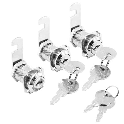 【並行輸入品】LDEXIN 3パック キャビネット カムロック キー付き 異なるカムロック 1 1/8インチ(30mm) シリンダー交換用キャビ_1
