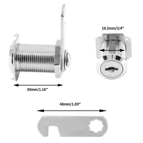 【並行輸入品】LDEXIN 3パック キャビネット カムロック キー付き 異なるカムロック 1 1/8インチ(30mm) シリンダー交換用キャビ_7