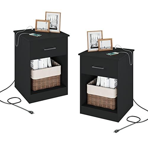【並行輸入品】Reettic Set of 2 Nightstand with Charging Station and USB Ports_1