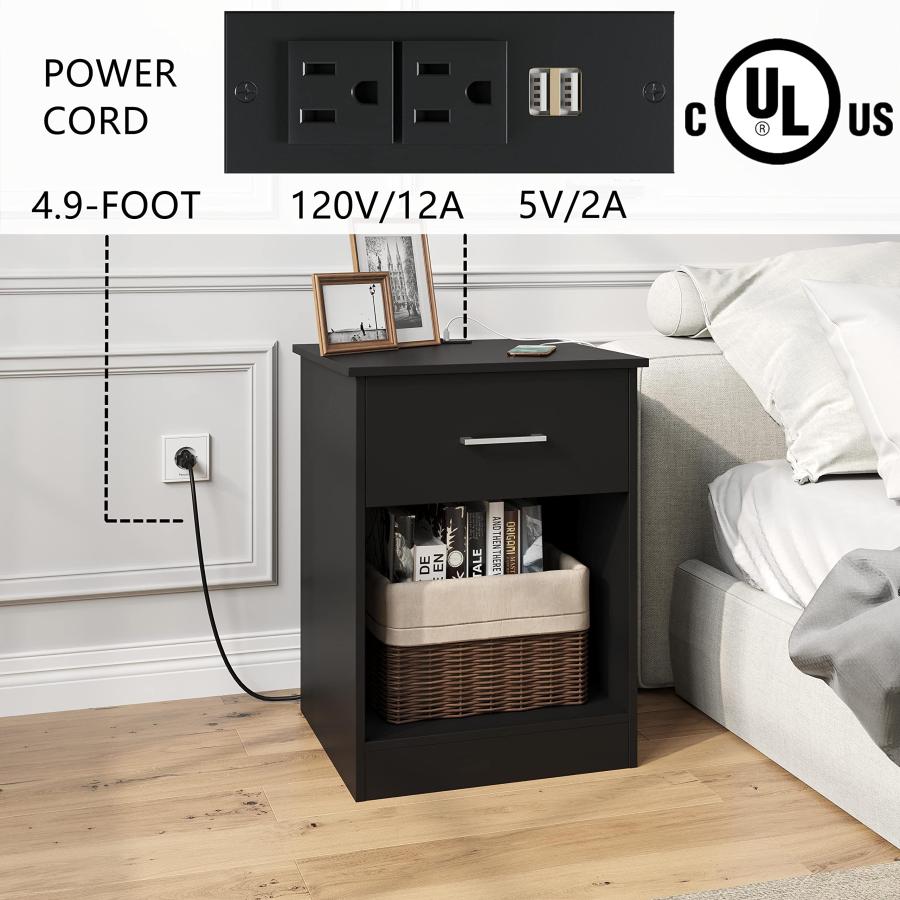 【並行輸入品】Reettic Set of 2 Nightstand with Charging Station and USB Ports_9