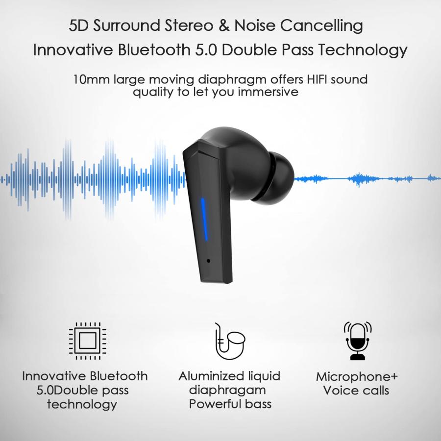 OONOL Wireless Earbuds, Yi shaney Bluetooth 5.0 Bass Sound Headp 並行輸入品｜import-tabaido｜10