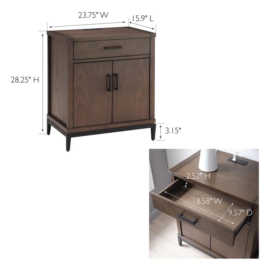 【並行輸入品】Leick Home Julien Assembled Base Nightstand Side Table with AC/U_3