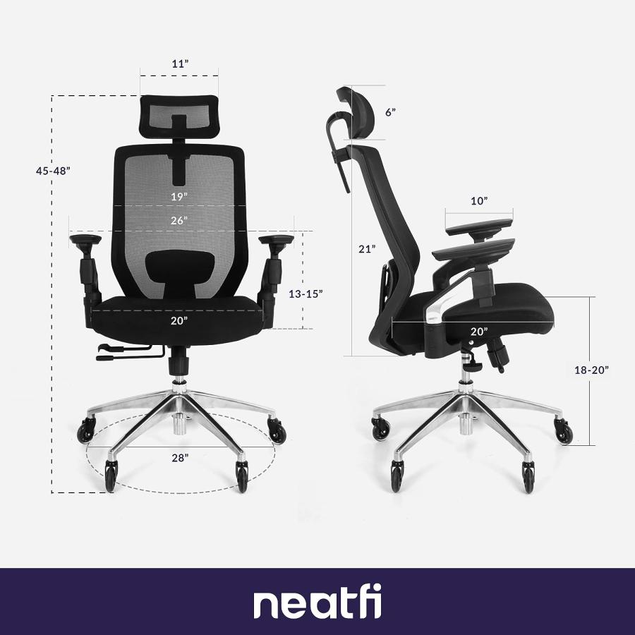 【並行輸入品】Neatfi 禅チェア 4方向調節可能 肘付き 2Dヘッドレスト 腰椎サポート 人間工学に基づいたオフィスチェア シートスライド\u0026 並行の画像