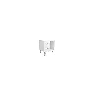 【並行輸入品】RAAMZO ホワイト仕上げ ナイトスタンド サイドエンドテーブル 引き出し2個 オープンシェルフ 高さ22インチ RAAMZO_8