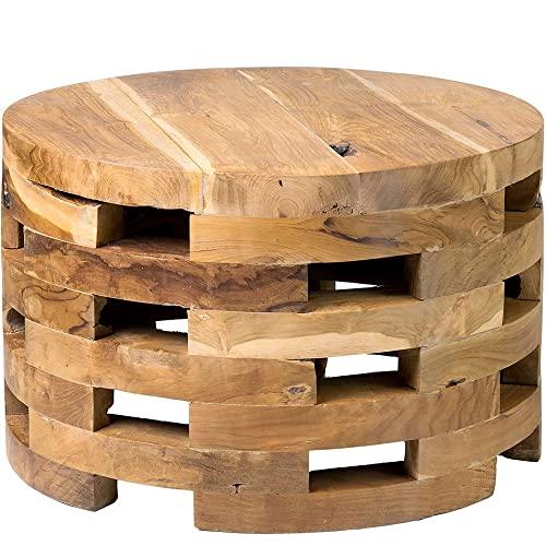 【並行輸入品】East at Main Teak Wood Coffee Table   23.5”Dia x 15”h Open Slat_1