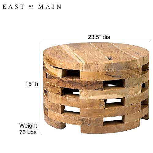 【並行輸入品】East at Main Teak Wood Coffee Table   23.5”Dia x 15”h Open Slat_7