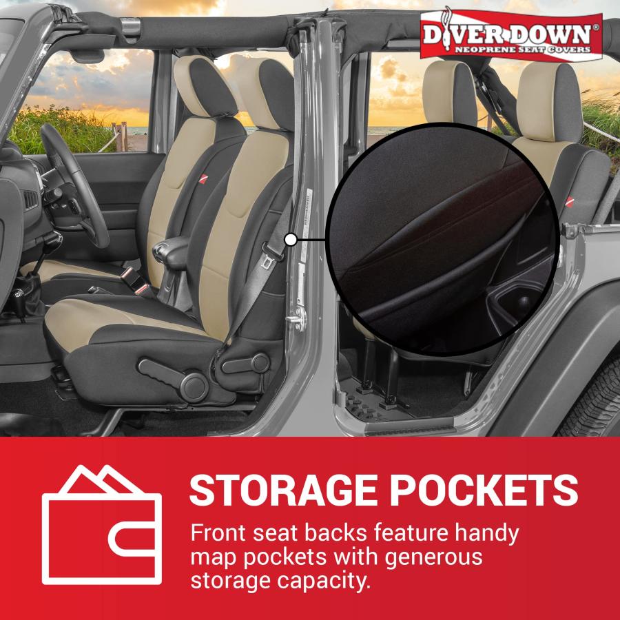 【並行輸入品】Diver Down ネオプレン シートカバーセット   Jeep JK 2007 2018 ラングラー   フロントシートとバッ_9