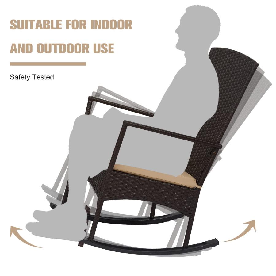 並行輸入品】FIZZEEY Patio Outdoor Wicker Porch Rocking Chairs 3