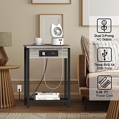 充電ステーション付きナイトスタンド 2個セット エンドテーブル 充電ステーション付きナイトスタンド 2個セット エンドテーブル