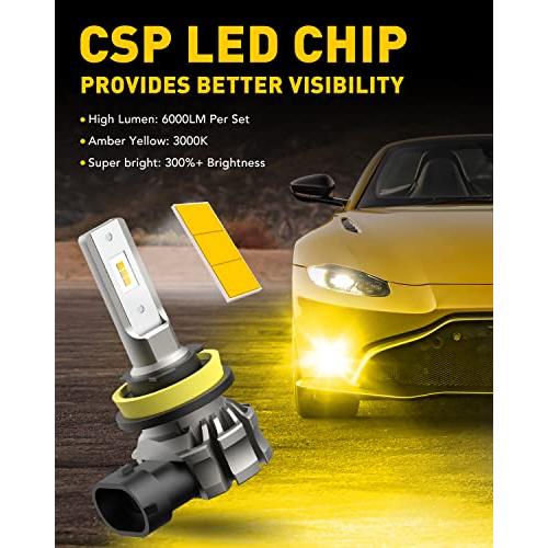 【並行輸入品】AUXITO H11/H8/H16 LED Fog Light Bulbs or DRL， 6000 Lumens 3000K A