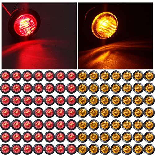 【並行輸入品】100 Pieces 3/4 Inch Round LED Side Marker Lights, 3 LEDs Front Rの画像