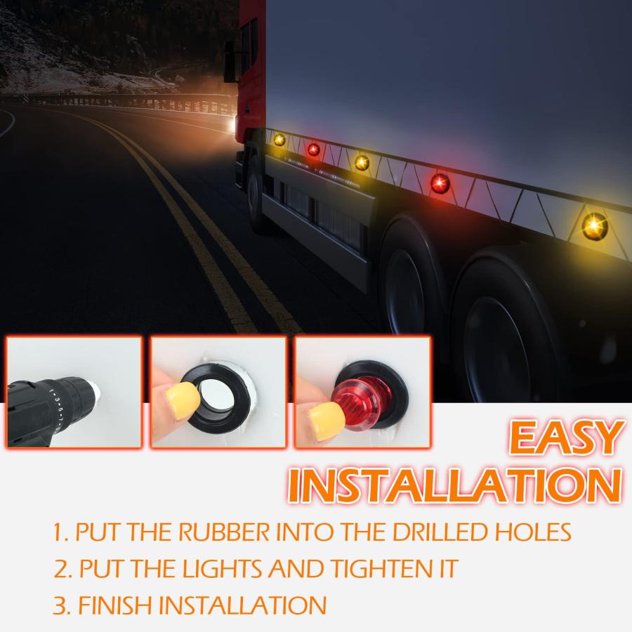 【並行輸入品】100 Pieces 3/4 Inch Round LED Side Marker Lights, 3 LEDs Front Rの画像
