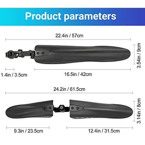 【並行輸入品】Winmoon 調節可能バイクフェンダーセット 22インチ/24インチ/26インチ/27.5インチ 3パーツ ユニバーサルフルカバの画像