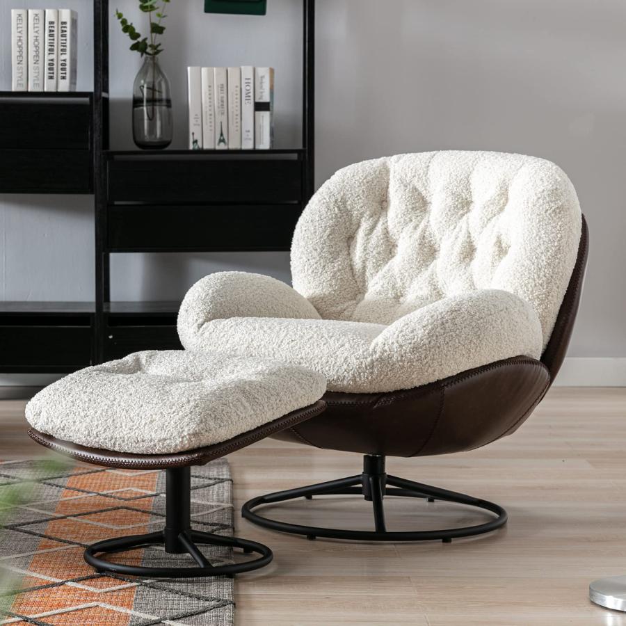 並行輸入品】ZHENGHAO 回転アクセントチェア オットマン付き ミッド