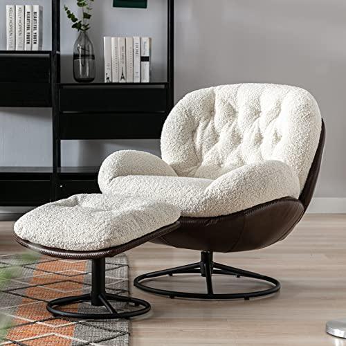 並行輸入品】ZHENGHAO 回転アクセントチェア オットマン付き ミッド