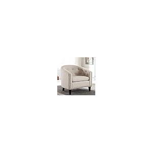 【並行輸入品】Modern Accent Barrel Chair，Upholstered Button Tufted Armchair wi_2