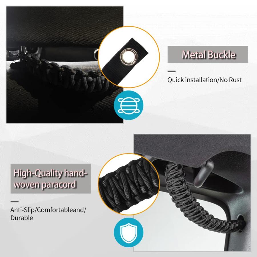 【並行輸入品】Sidaqi パラコード グラブハンドル 4個 Wrangler JK JKU JL JLU JTアクセサリー ユニバーサルロール |  | 06