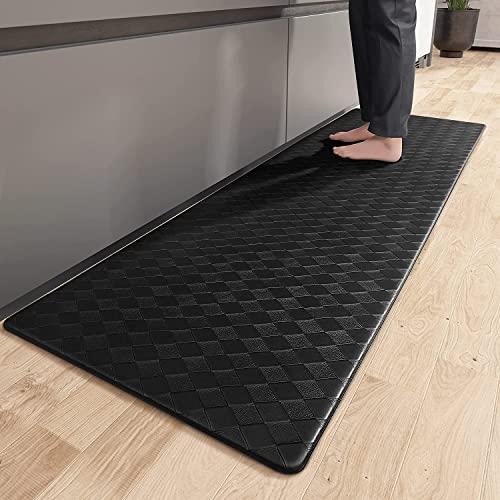【並行輸入品】Color G ブラック キッチンマット ロングランナー キッチンフロアマット クッション入り 抗疲労 17インチx71インチ フ