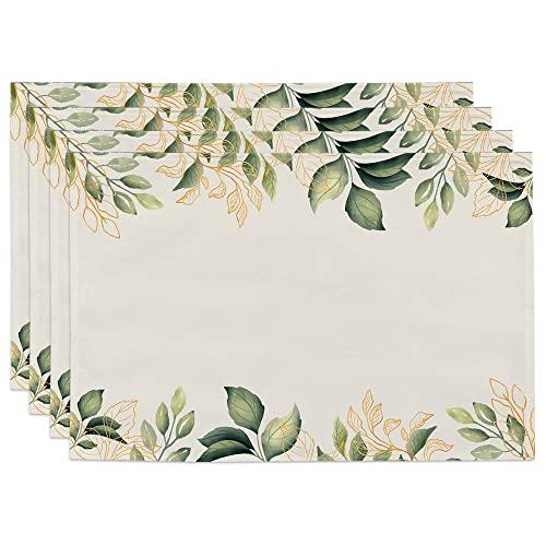 【並行輸入品】ナチュラルリーフランチョンマット 屋内 4枚セット 洗濯可能 滑り止め グリーン 植物植物 ダイニングキッチンテーブルマット ホー | ブランド登録なし | 01