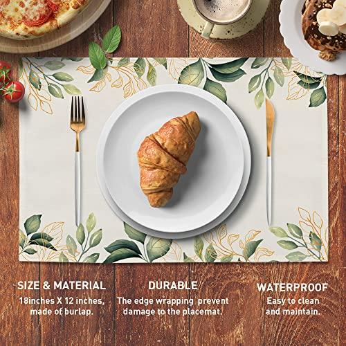 【並行輸入品】ナチュラルリーフランチョンマット 屋内 4枚セット 洗濯可能 滑り止め グリーン 植物植物 ダイニングキッチンテーブルマット ホー | ブランド登録なし | 04