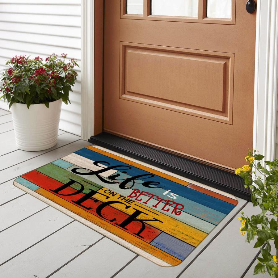 is Better On The Deck ドアマット ファームハウス デッキテーマ 17x30インチ レイクハウス 【AMERICAN】 デ 並行輸入品
