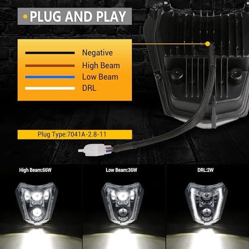 【並行輸入品】RAMJET4X4 LED オートバイ ヘッドライト ダートバイク DRL ヘッドライト ベゼル付き モトクロス ピットバイク E_7